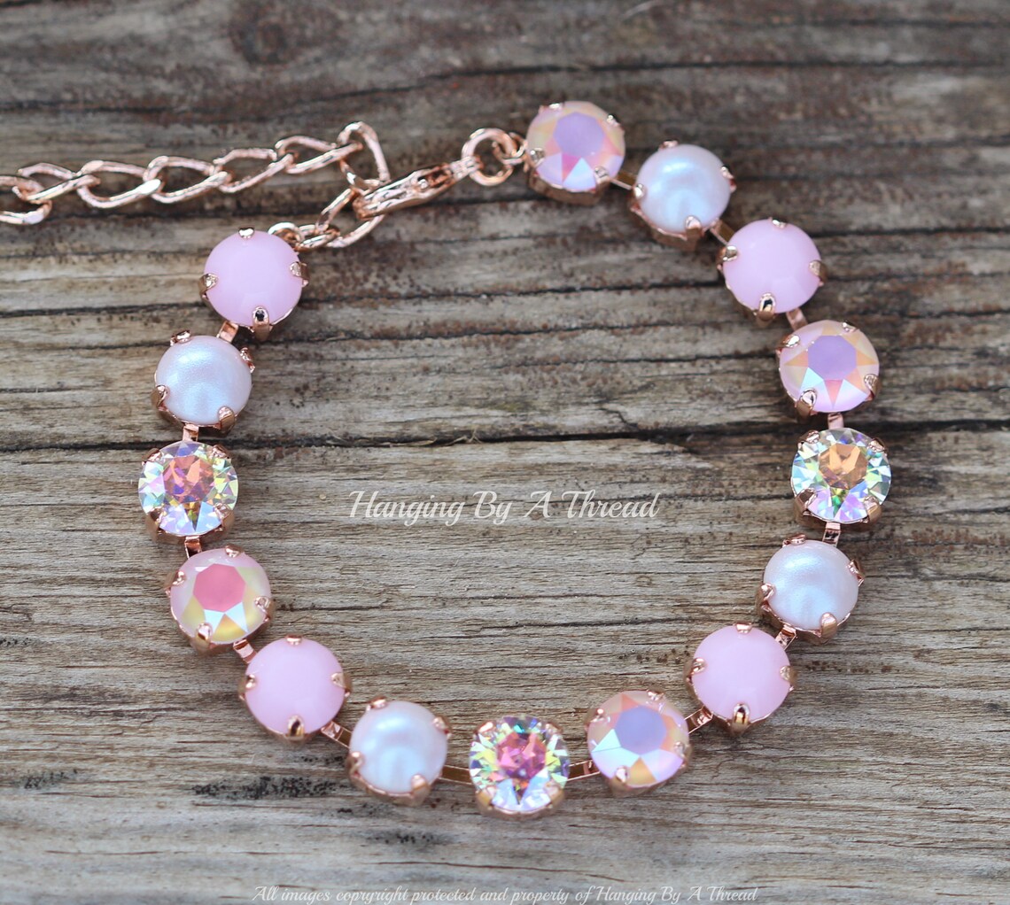 NEW Dreamy Powder Pink Braceletpastel Shimmer Pink Crystal & - Etsy