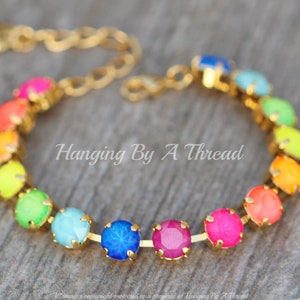 FESTIVAL Neon Glow Bracelet,8mm Crystal Tennis Bracelet,Bright Rainbow Multi Colored,Neon Crystal,Layering Bracelet,Stacking,Rhinestone,Gift