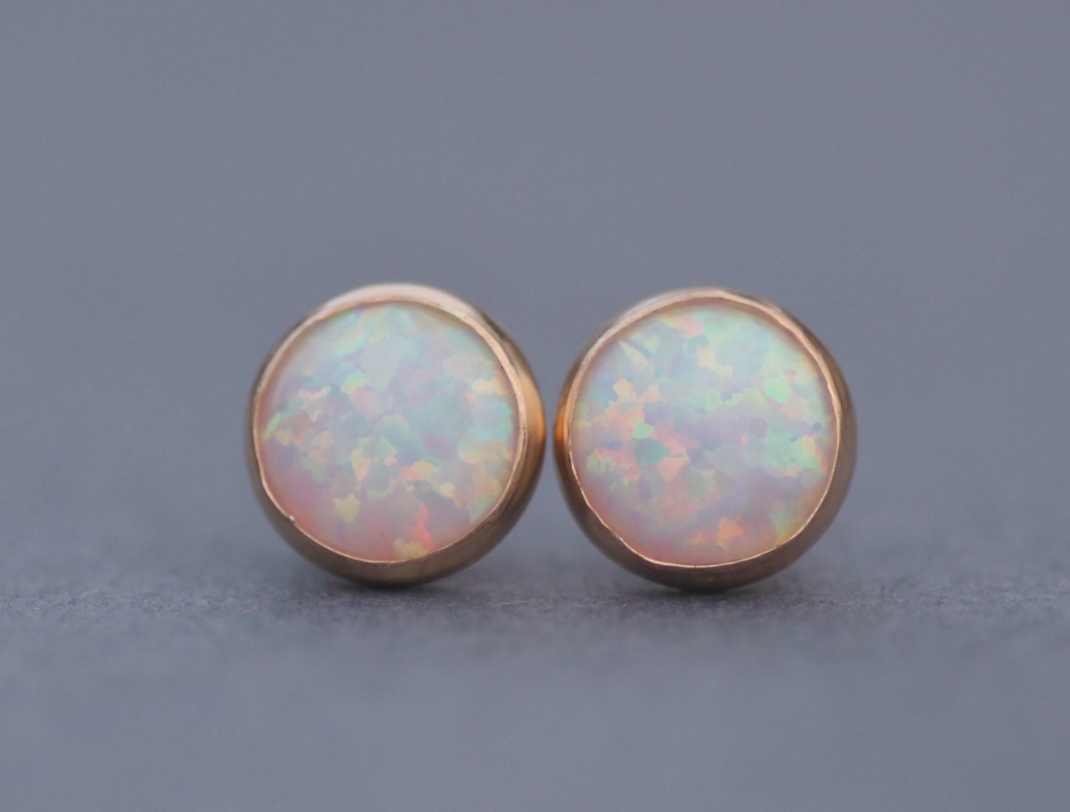 NEW Lab Created Opal Gemstone Earringssmall White Opal | Etsy