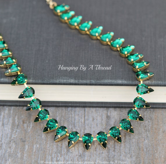 Buy Emerald Choker Green Diamond Necklace Emerald Jewelry Set India Wedding  Bridal Necklace Faux Emerald Green Necklace American Diamond CZ Sets Online  in India - Etsy