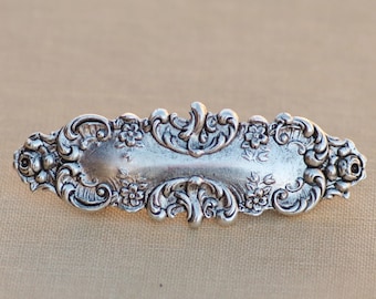 Barrette à cheveux Art nouveau en filigrane argenté antique, barrette à cheveux argentée, barrette à cheveux s'épanouir de Style victorien, mariée, style vintage, cadeau