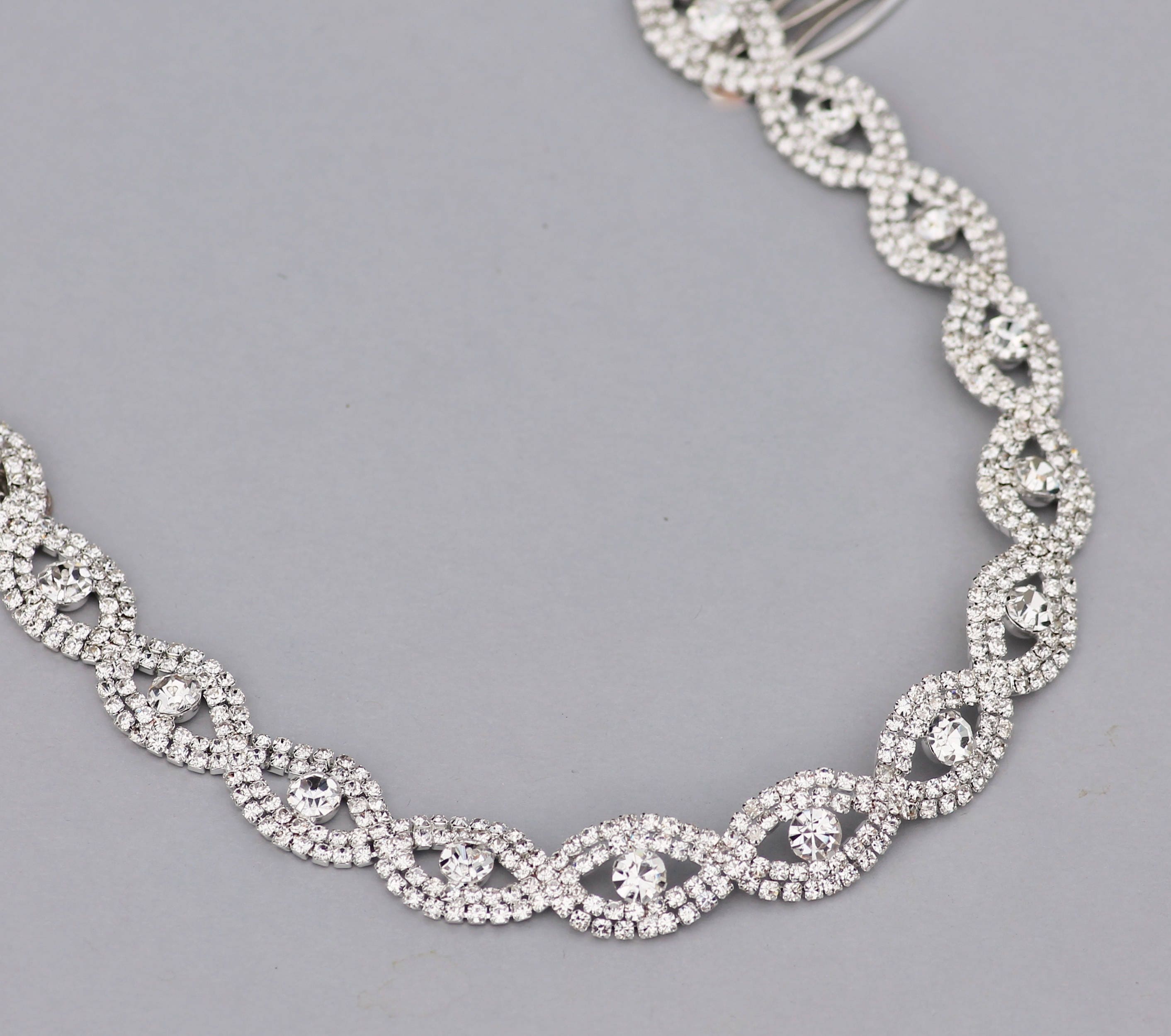 Dazzling Silver CAB Rhinestone Hairpiece Set main image 0