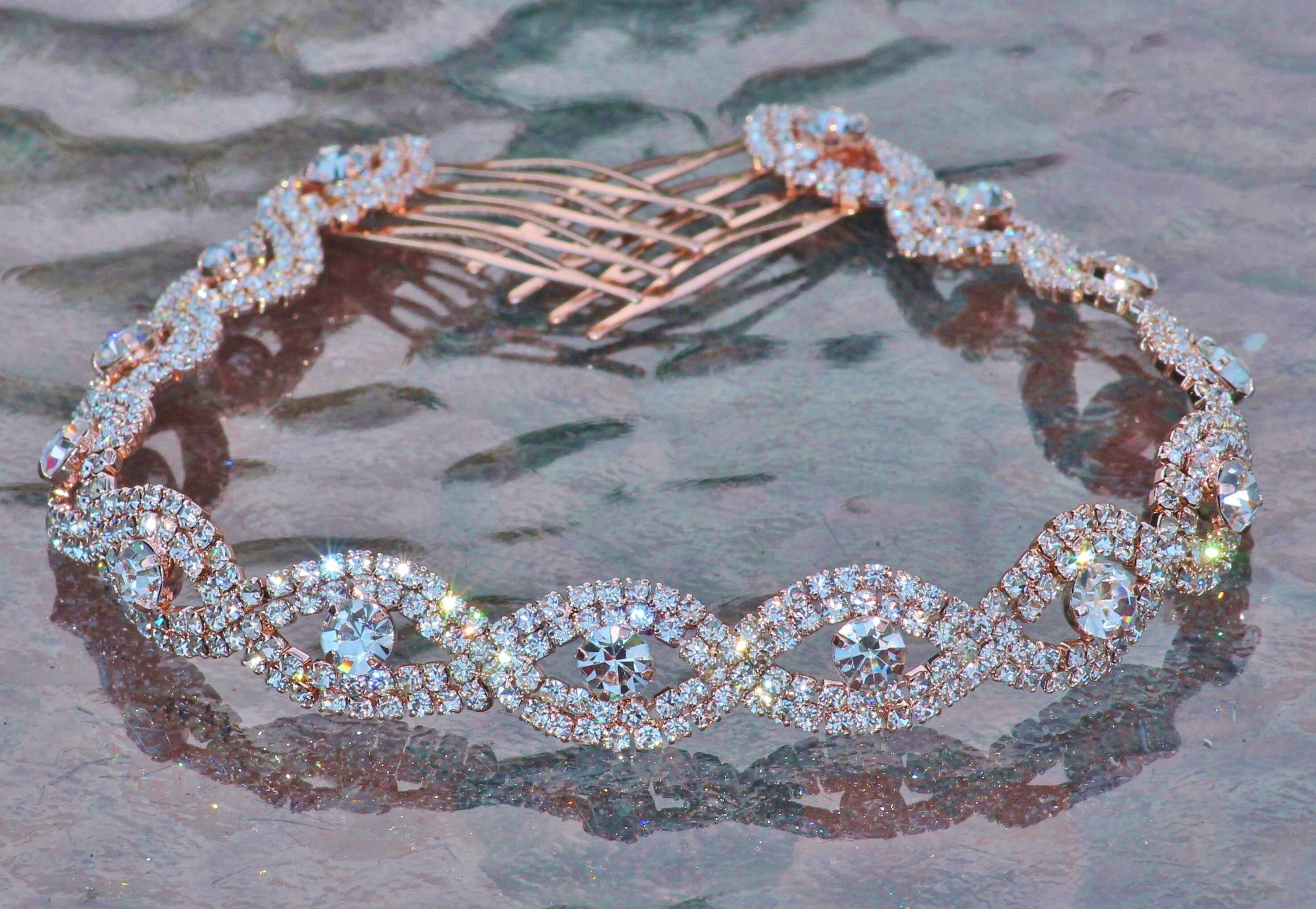 GORGEOUS Silver Crystal Rhinestone Hair Chain,bridal Back Headpiece ...
