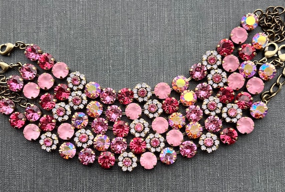 【美品】SWAROVSKI Rosette pink Braceletクリスタル Idyllia bracelet, Mixed cuts, Sun, Pink, Rhodium plated