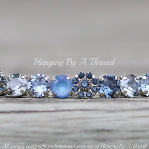 LIMITED Montana Navy Blau Blume Verschönerte Tennis Armband, Medium Dark Blue Shimmer 8 mm Kristall Strass Armband, Shimmer, Geschenk