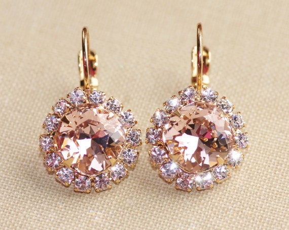 Ballet Pink Swarovski Rhinestone Halo Earringsswarovski - Etsy