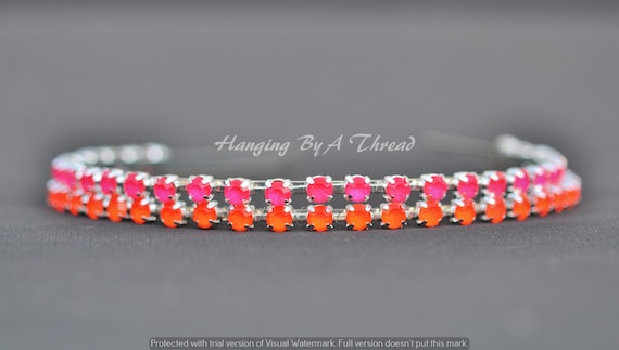 Bright Neon Crystal Embellished Headbands,choose Color,pink  display picture 1