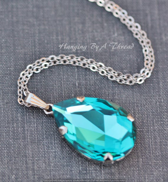 Ciondolo A Forma Di Pera Grande Con Zircone Blu Swarovski MOLTO - Foto 5