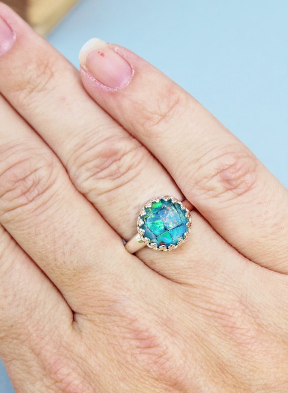 Mosaic cheap opal ring