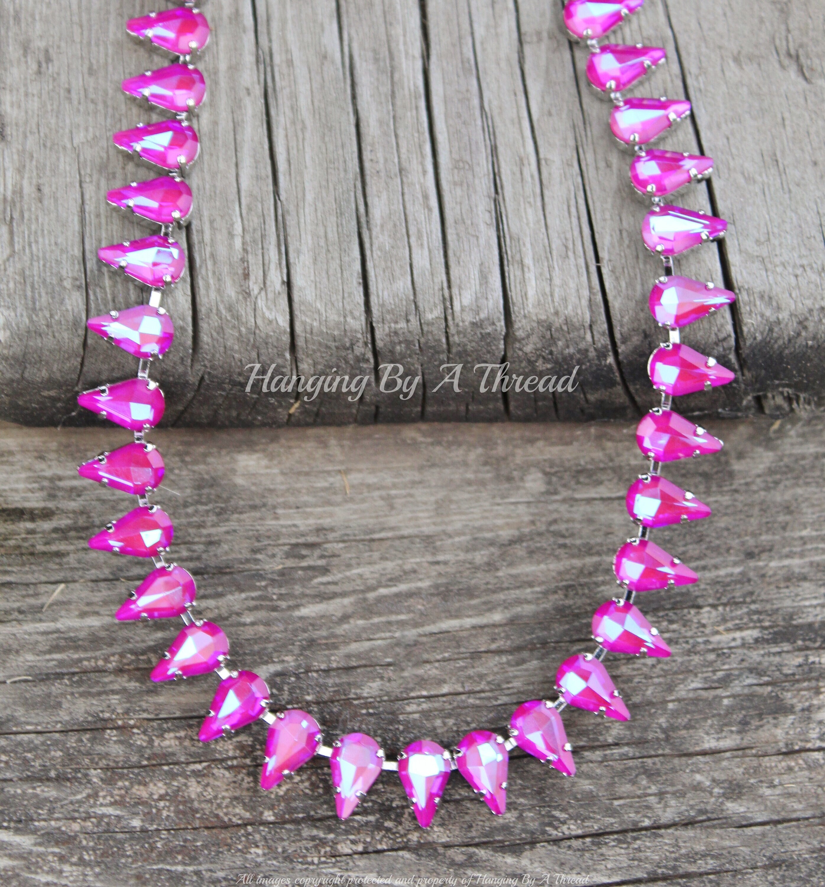 LAST 1 Neon Pink Lacquer Crystal Necklaceunique Pear Teardrop - Etsy