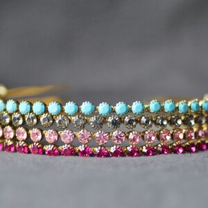 LIMITED STOCK Vintage Swarovski Crystal Jeweled Headband,Embellished Crystal Headband,Pick Color,Turquoise,Black Diamond,Fuchsia,Light Rose