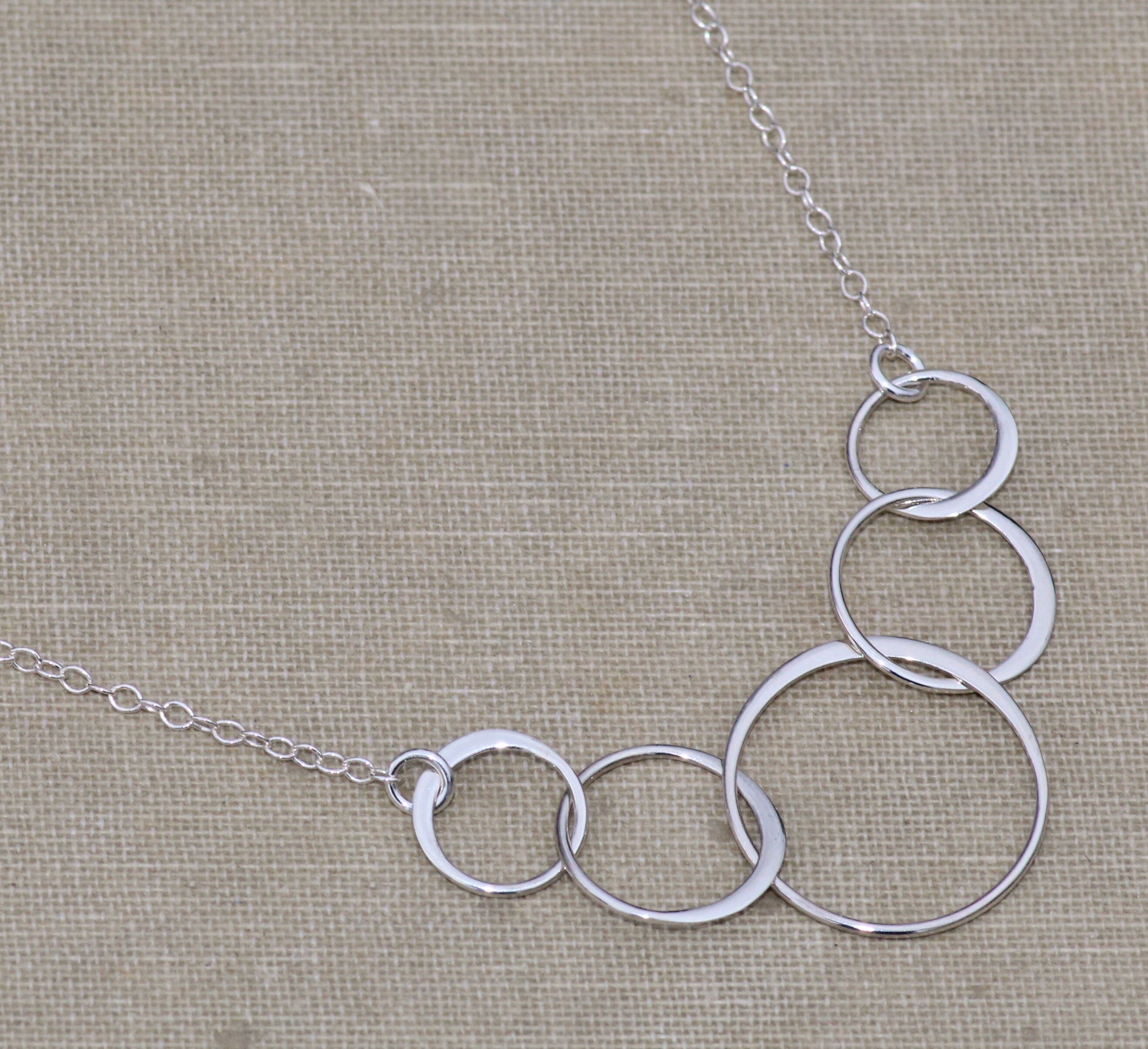 5 Interlocking Rings Necklace,sterling Silver 50th Birthday Necklace ...
