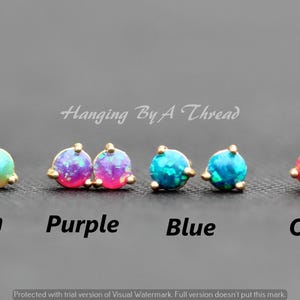 NEW Tiny Colorful Opal Studs,Green,Blue,Orange Purple Opal Post,Lab Created Opal Earring,Tiny Dainty Minimalist,Cartilage,October Birthstone