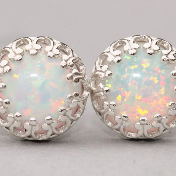 Lab erstellt Opal Ohrringe, Sterling Silber Opal Post, australische Opal, Opal Schmuck Birthstone, Geschenk für sie, Petite Opal Post, Earstud, Edelstein