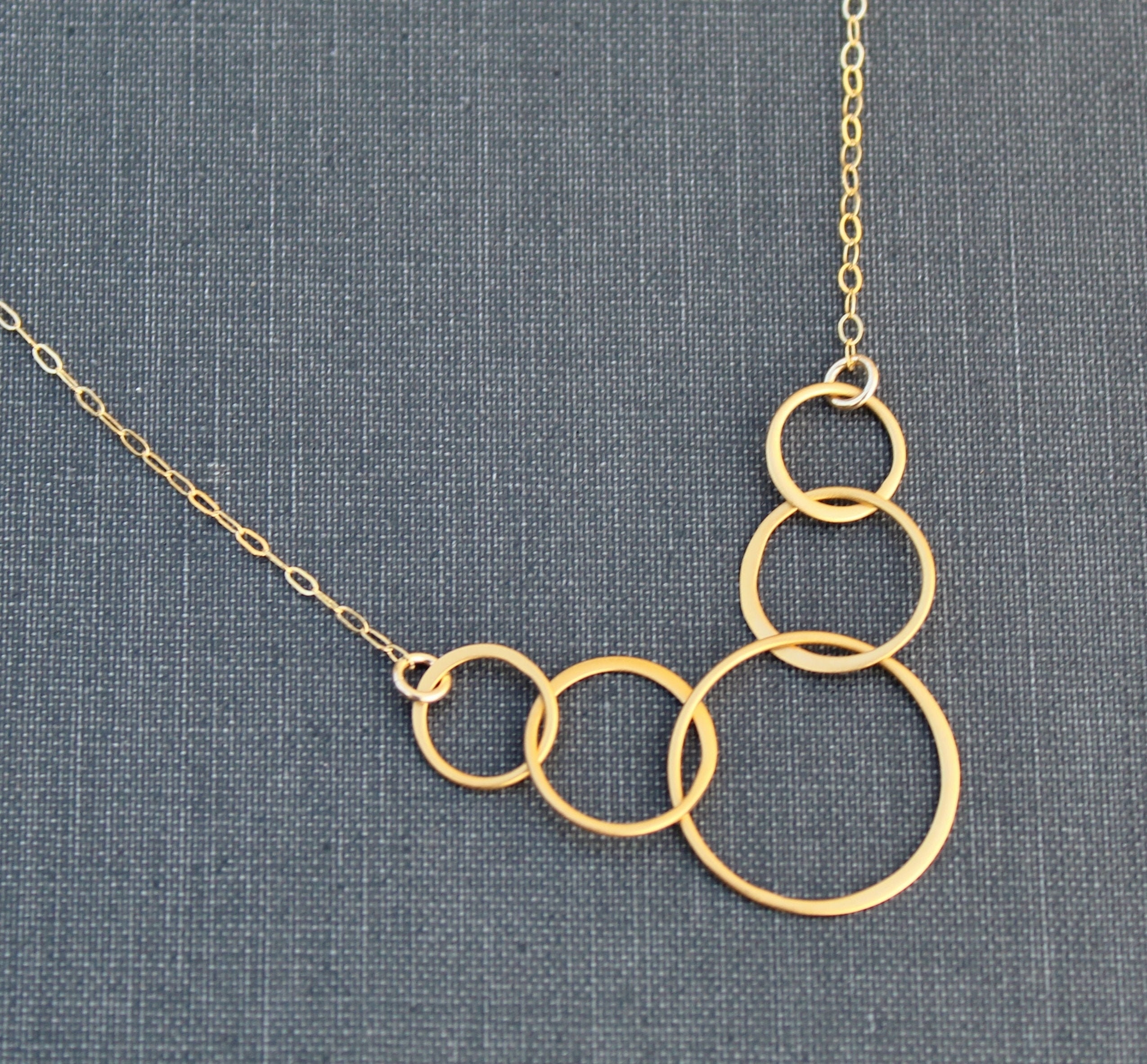 5 Interlocking Rings Necklace 14k Gold Vermeil 50th Birthday