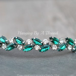 STUNNING Emerald Green Marquise Crystal Bridal Headband,Silver Green Rhinestone Head Band,Under 50,Weddings,Bridal Headpiece,Crystal Hair