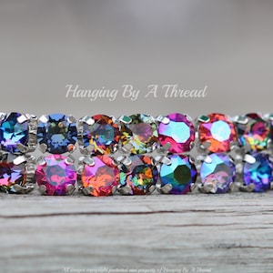 LIMITED Carnival RaRE Swarovski Double Row Crystal Bracelet,Specialty Color 8mm Crystal Bracelet,Two Row Silver Tennis Bracelet,Stacking