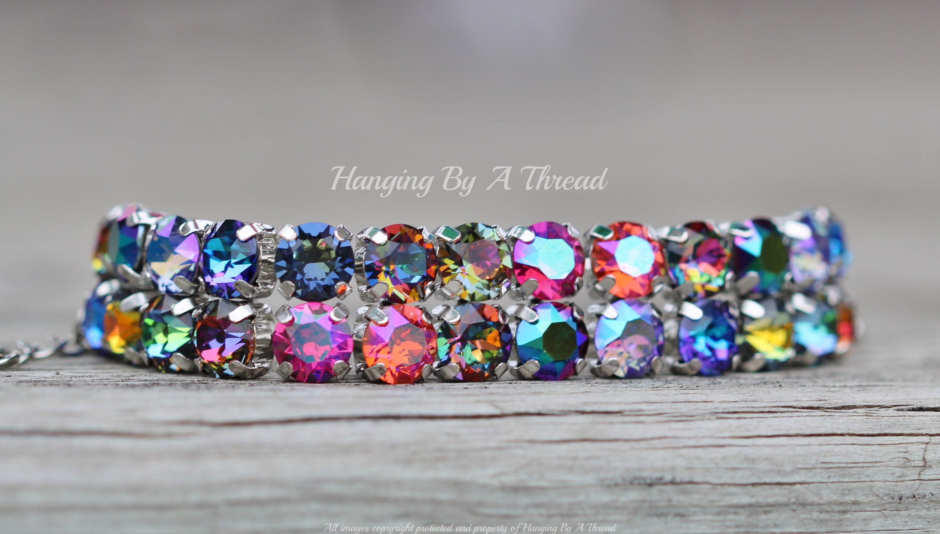 BRACELET ST Stretch 5-Row Brilliant ALL AB IRIDESCENT RHINESTONES