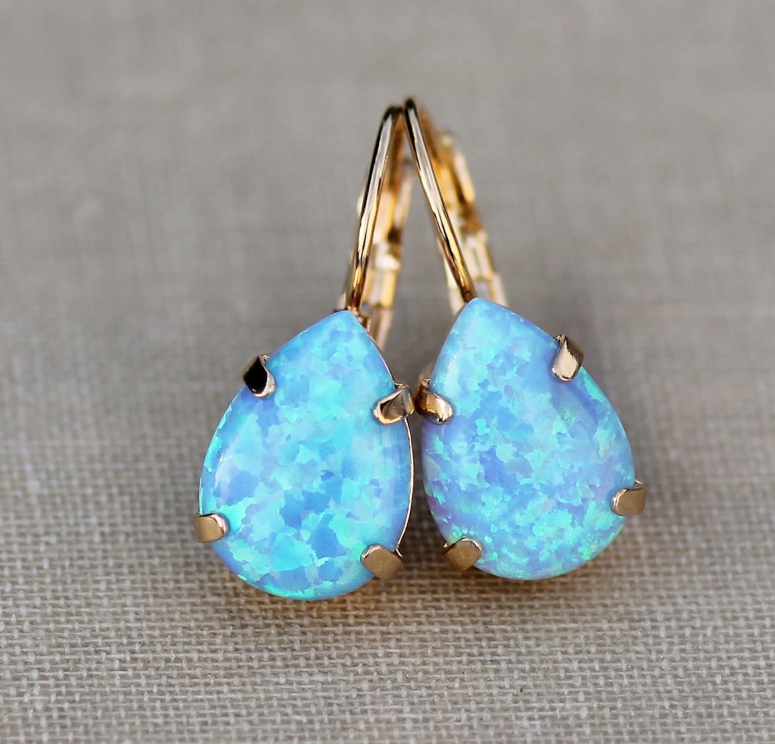 RARE Sky Blue Lab Opal Drop Earringspastel Blue Australian - Etsy