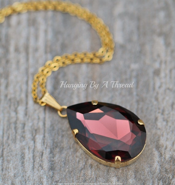 Burgundy crystal necklace clearance