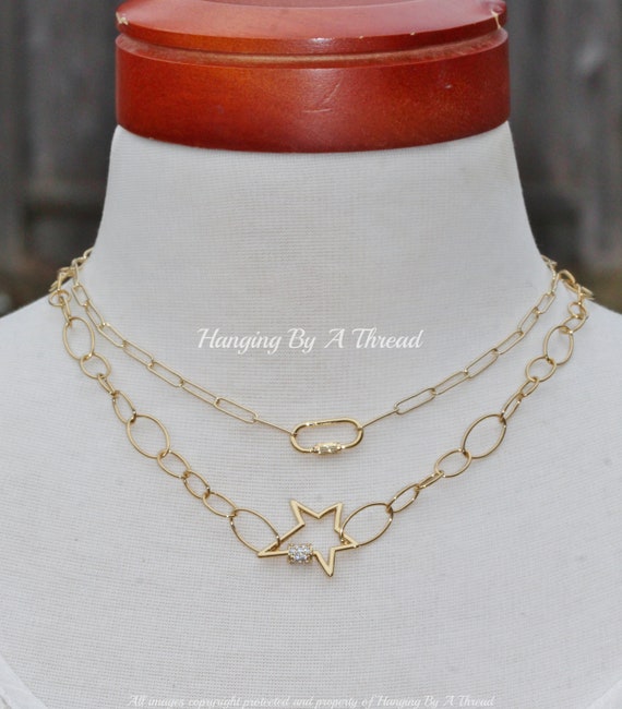 Medium Chunky Gold Chain Necklace,carabiner Clasp,layering,oval Gold Chain  Choker Necklace,paperclip Necklace,trendy,statement Necklace - Etsy