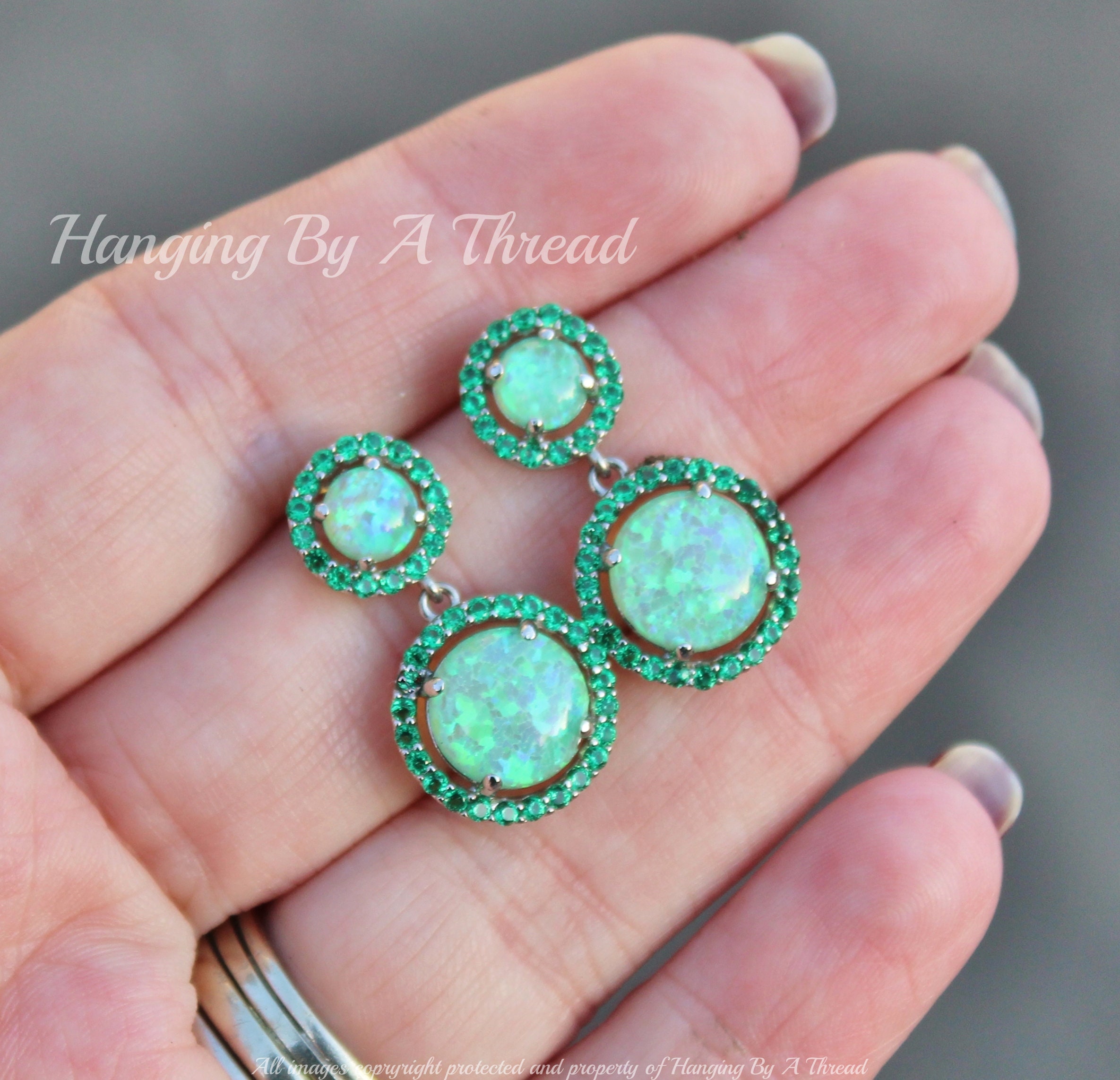 Orecchini Borchie Kiwi Verde Fuoco 8x8 Quadrati Cabochon Donna - Foto 7