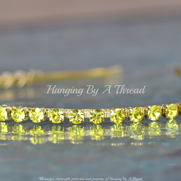 LAST ONE Swarovski Crystal Jeweled Headband,Citrine Yellow Jewel,Green Headband,Gold,6mm Rhinestone,Bridal,Bridesmaids,Jewel Toned,Gift