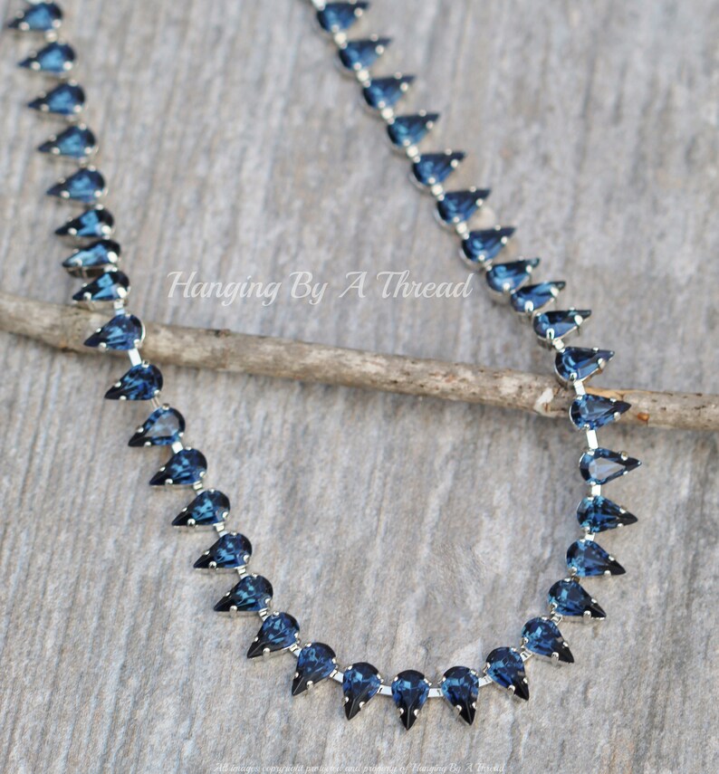 LIMITED Vintage Small Montana Navy Blue Rhinestone Jewel Necklace ...