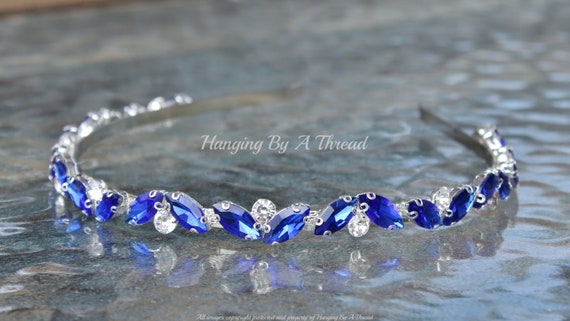 Buy NEW Sapphire Royal Blue Crystal Embellished Headband  display picture 2
