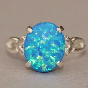 RARE Denim Marine Blue Opal Ring,Genuine Opal Ring,Sterling Silver Opal Ring,Birthstone,Opal Jewelry,Lab Created Synthetic Opal