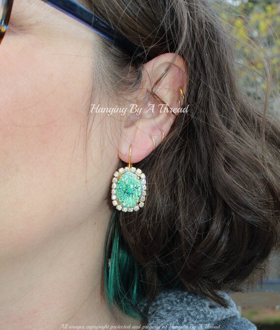 Opal halo shop earrings