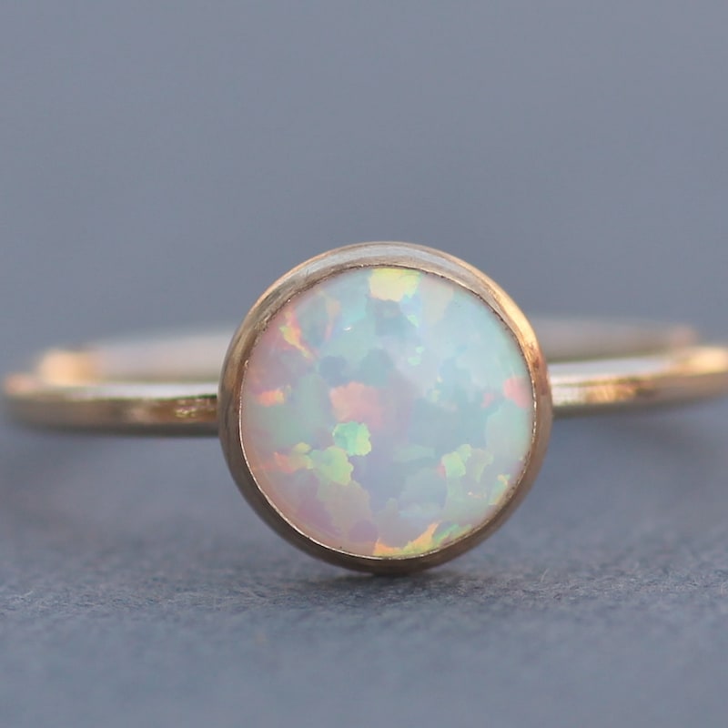 White Opal Ring - Etsy