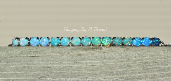 NEW Multi Blue Green Opal Bracelet,tennis Bracelet,6mm Lab Created