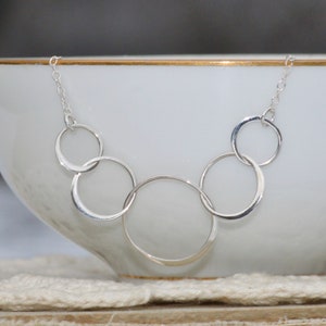 5 Interlocking Rings Necklace,sterling Silver 50th Birthday Necklace ...