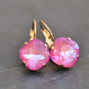 NEW COLOR Lotus Pink De Lite Cushion Earrings,swarovski Crystal Cushion ...