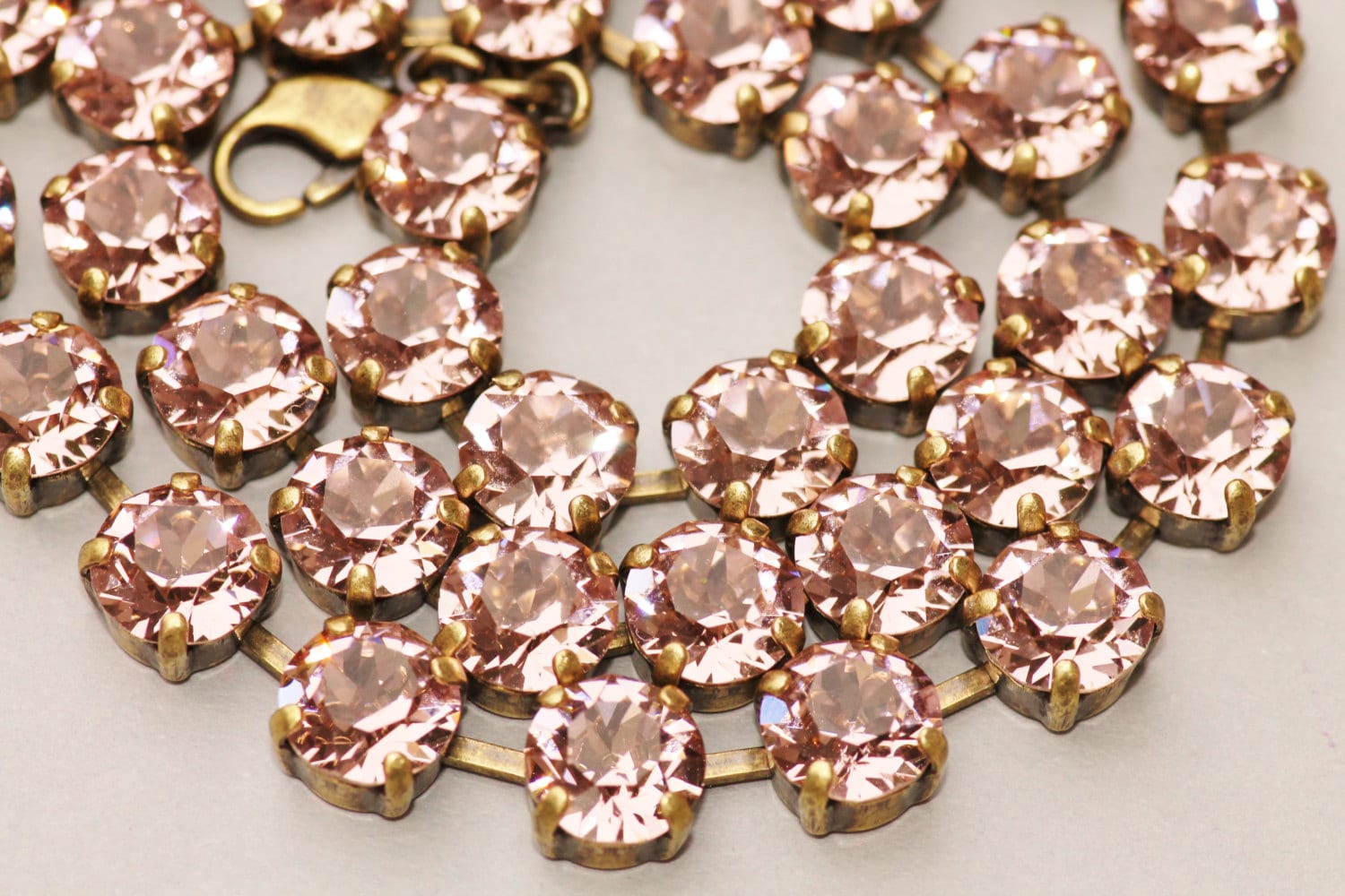 Dusty Rose Rhinestone Vintage Dusty Rose Swarovski Necklace,swarovski Rhinestone Tennis ...