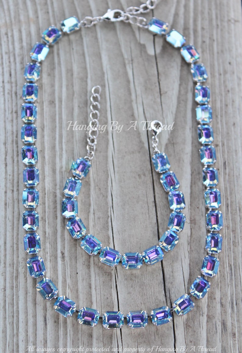 VERY LIMITED Swarovski Light Sapphire AB Octagon Tennis Bracelet