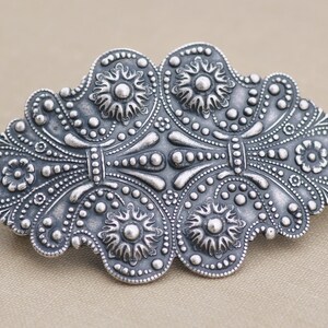 Art Nouveau Victorian Large Silver Hair Barrette,Antique Silver Large Floral Filigree Barrette,Silver Hair Clip,French Barrette,Silver Ox image 3