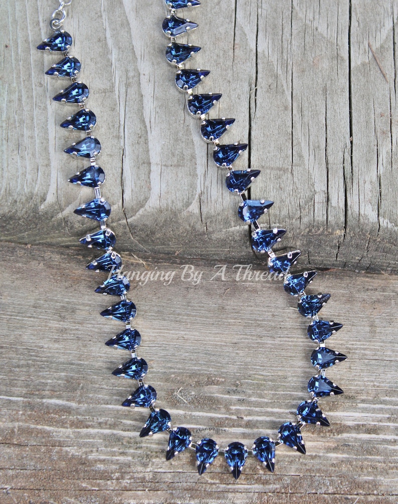 LIMITED Vintage Small Montana Navy Blue Rhinestone Jewel Necklace ...