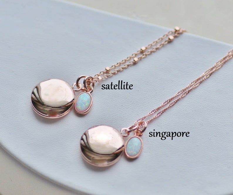 SMALL Plain Rose Gold & Opal Locket,Locket Pendant Necklace,Rose Gold Opal Necklace,Gift For Her,Mothers Day,Dainty Petite Small,Minimalist image 6