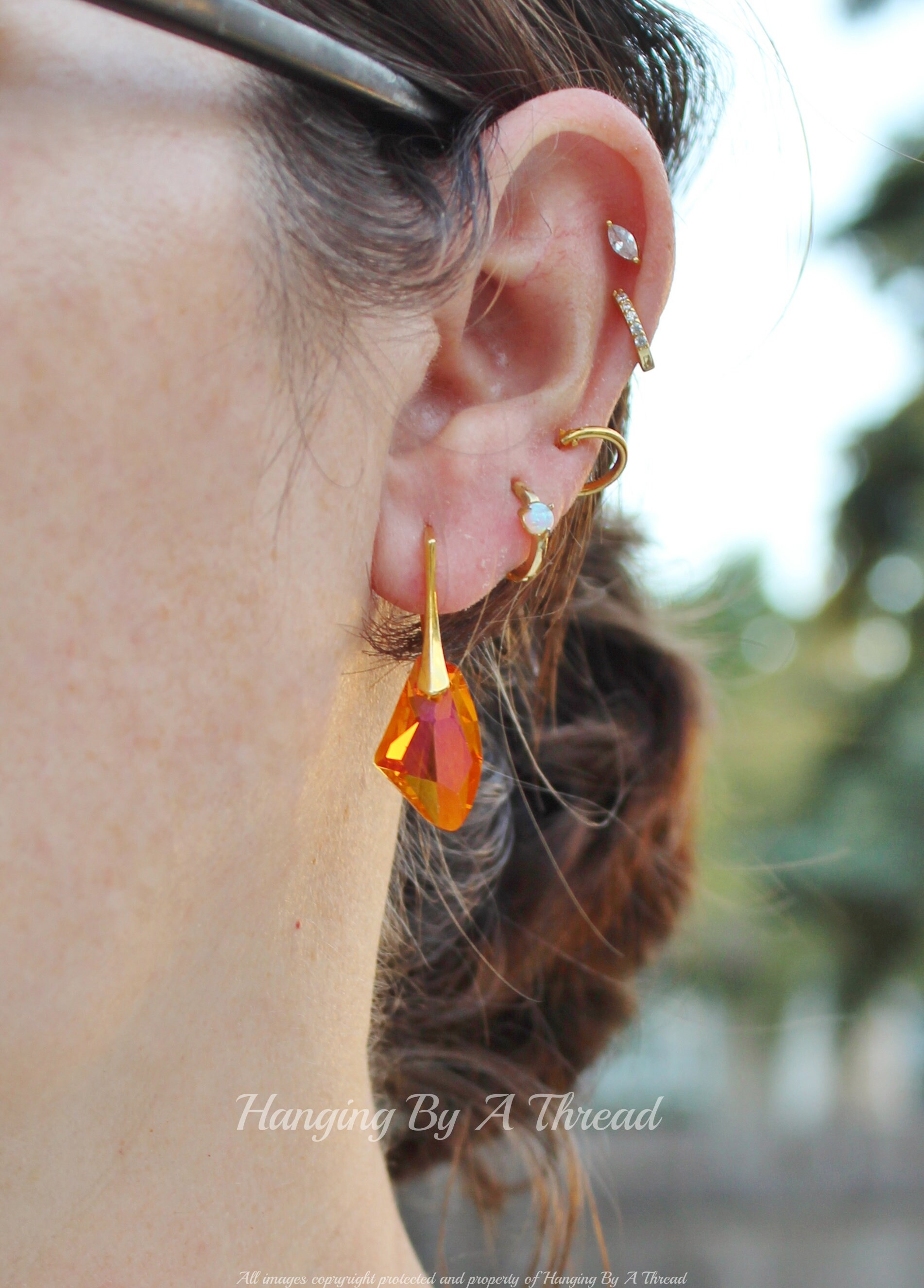 NEW Astral Pink Galactic Crystal Drop Earrings,orange Pink