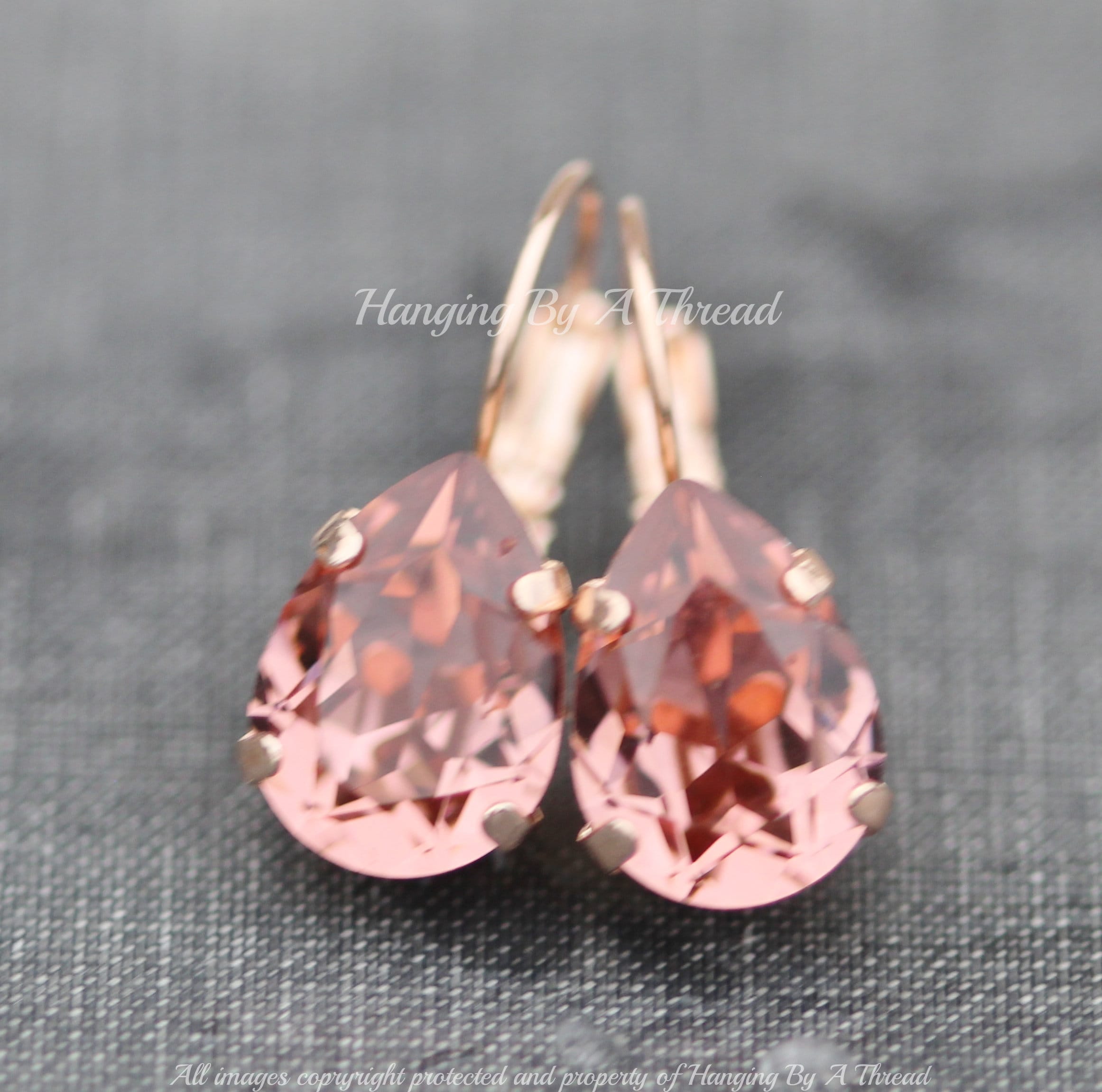 NEW COLOR Swarovski Blush Rose Pear Lever Back,Teardrop Crystal Drop Earrings,Rose Gold Lever Back Earring,Dusty Pink Light Burgundy,Dangle