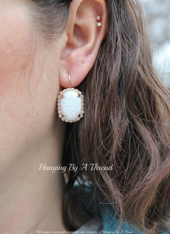 Orecchini Cerchi con Cuori Argento 925 placcato oro bianco con opale