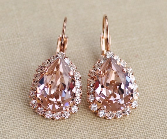 Stoned Filigree Drop Earrings - Blush Rose Stoned Filigree Drop Earrings - Blush Rose