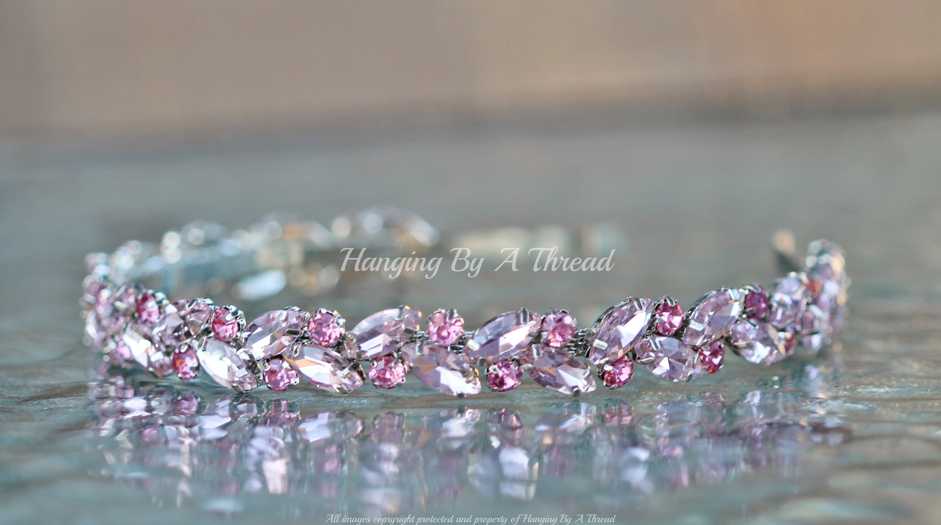 Pale Light Rose Pink Marquise Crystal Bridal Headband,silver