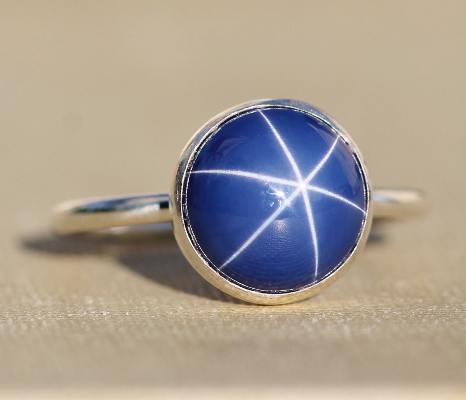 LAST ONE Star Sapphire Bezel RingSterling Silver Sapphire | Etsy