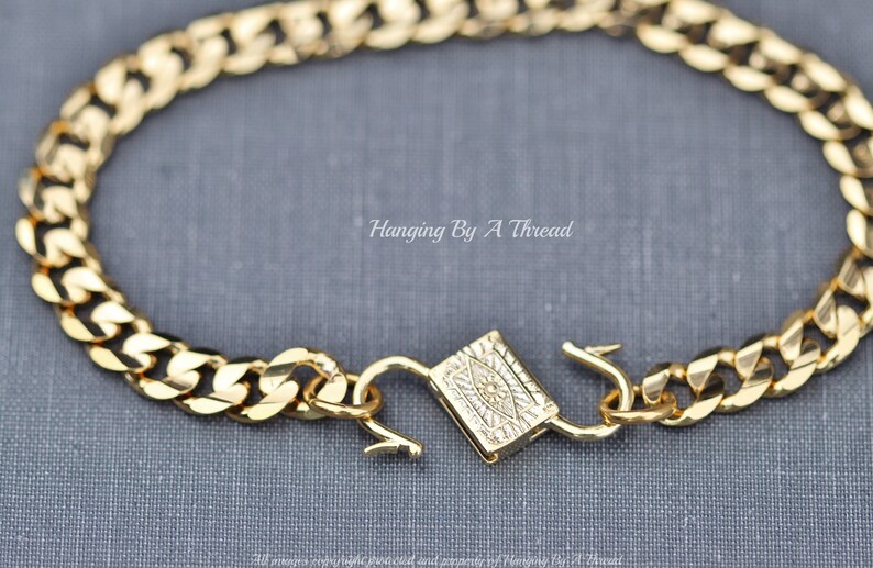 NEW Heavy Gold Cuban Chain Bracelet,Evil Eye Double Sided Clasp,Stacking Layering Bracelet,Trendy Gold Chain Link Bracelet,Gift For Her