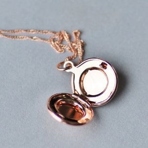 SMALL Plain Rose Gold & Opal Locket,Locket Pendant Necklace,Rose Gold Opal Necklace,Gift For Her,Mothers Day,Dainty Petite Small,Minimalist image 9