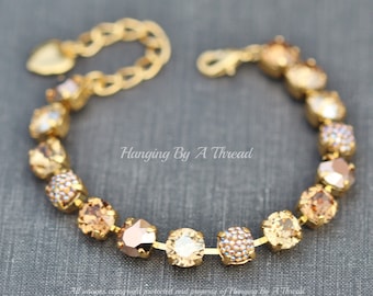 LAST ONE Light Colorado Topaz Shimmer Pave Embellished Bracelet,8mm Tennis Bracelet,Golden Shadow Smoked Topazl,Crystal Rhinestone Bracelet