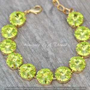 LIMITED Swarovski Citrus Swarovski Bracelet,12mm Rivoli Crystal Tennis Bracelet,Neon Green Yellow Crystal,Stacking Layering,Rhinestone